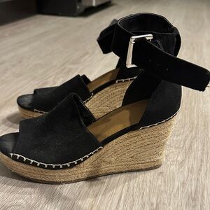 Black Espadrille Wedge Sandals